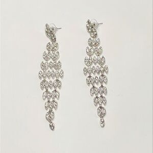 Silver-Plated Cubic Zirconia Chandelier Earrings